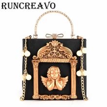 Женская сумка-тоут с металлическим бисером, барокко, ангел, мини сумки, Роскошные Сумки из искусственной кожи, сумки на плечо, винтажные цепи, сумка-мессенджер