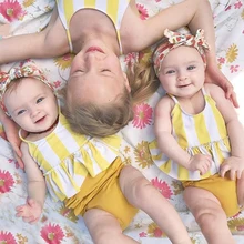 Купальный костюм для маленьких девочек, детский летний полосатый сарафан, детский купальник из двух предметов, пляжная одежда для маленьких девочек, купальный костюм, одежда