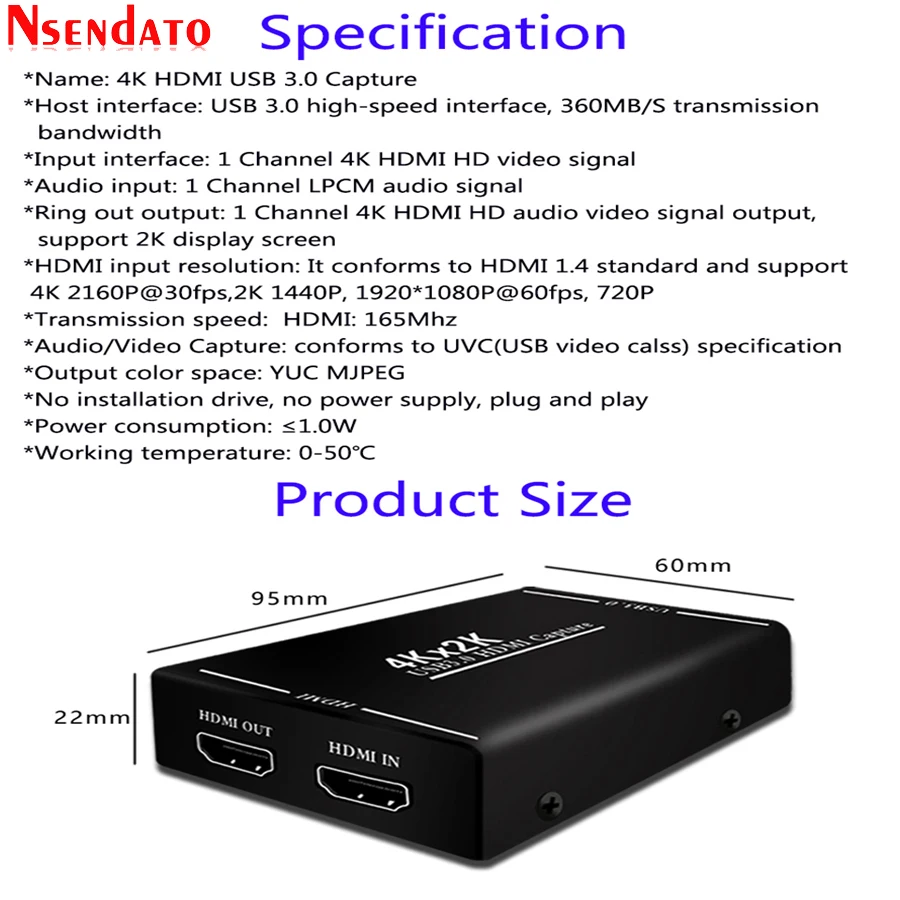 4K HDMI к USB3.0 игра Карта видеозахвата 1080P 60fps Запись видео захвата ключа Потоковое