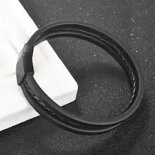 Male Punk Jewelry Leather Weave Bracelet Fashion Multilayer Rope Chain Stainless Steel Magnetic Clasp Wristband Christmas Gift Male Punk Jewelry Leather Weave Bracelet Fashion Multilayer Rope Chain Stainless Steel Magnetic Clasp Wristband Christmas Gift
