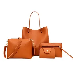 Для женщин сумки Мода из искусственной кожи плечевая сумка однотонные мягкие одного плеча курьерские композитный мешок (коричневый)