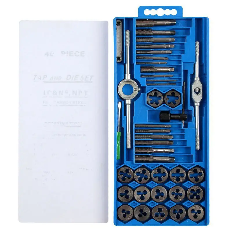 

HHO-40PC Professional Metric tap wrench and die set cuts M3-M12 bolts + storage case
