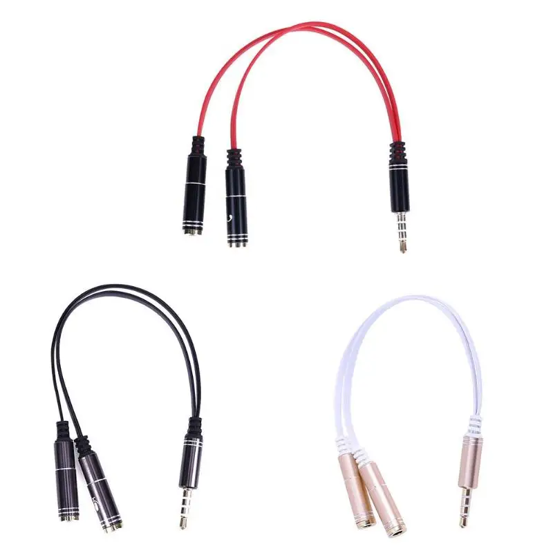 

2 In 1 Splitter 4 Pole 3.5mm Audio Earphone Headset to 2 Female Jack Headphone Mic + Audio Cable 3 pole for PC Notebook Laptop