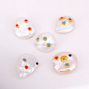 

12PCS Freedom Shape Pave Tiny Stone Beads Jewelry Making Natural Pearl Side Hole Beads For Women Jewelry Findings