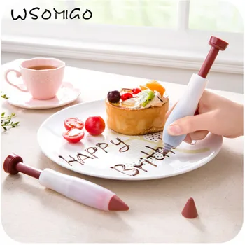 

1PC Silicone Food Writing Pen Biaohua Gun Chocolate Decorating Tools Cake Mold Cream Cup Pastry Nozzles Kitchen Accessories-S
