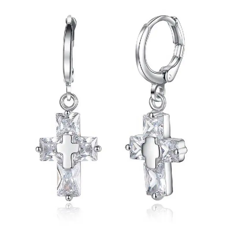 

Fashion Earrings Temperament Earrings Gold/Rose Gold Color Party Jewelry Cross Zircon Earrings Female Women