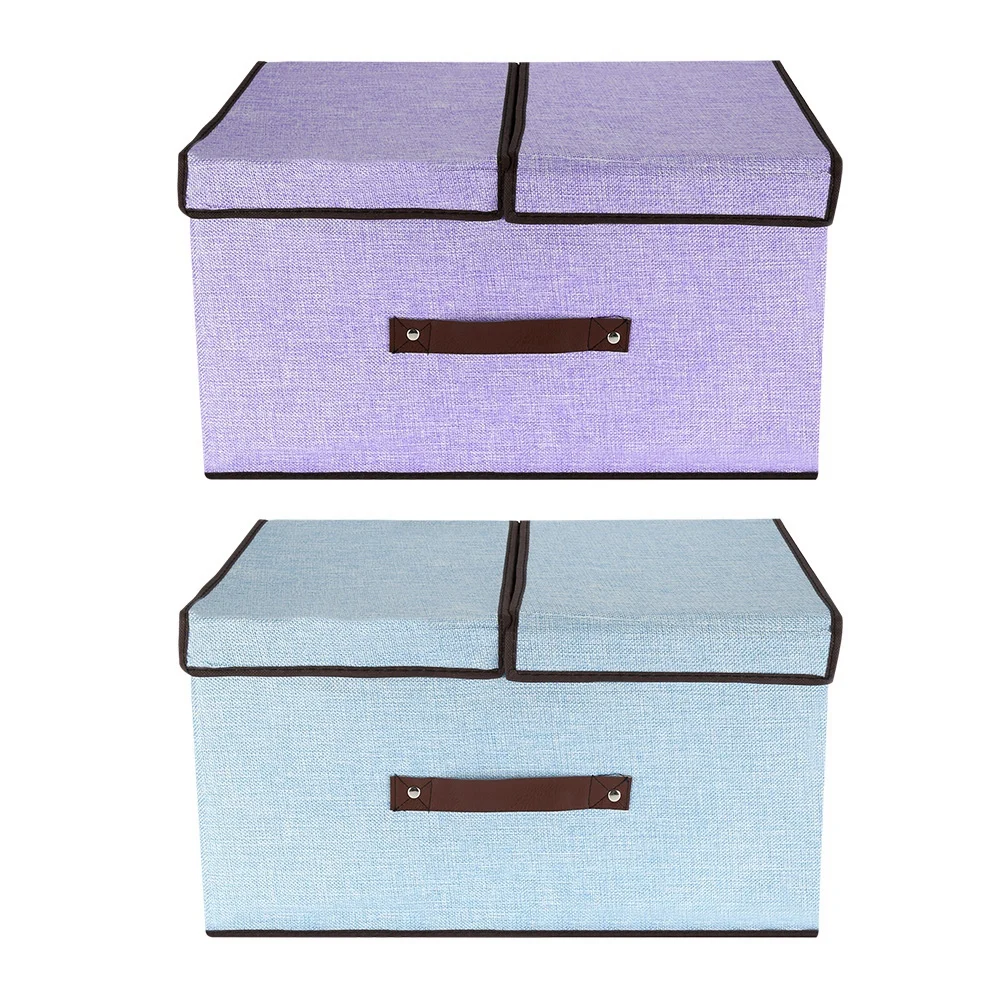 2 секции ящик для хранения Органайзер-Разделитель с крышкой и съемным вкладышем для книг одежды