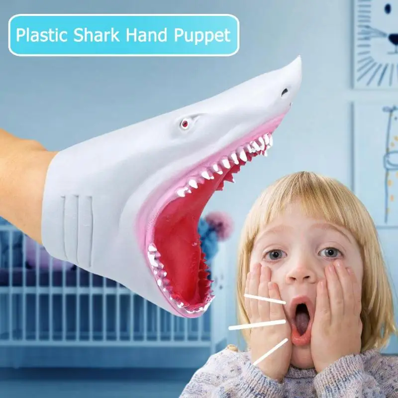 Plastic Shark Hand Puppet for Story TPR Animal Head Gloves Kids Toys Gift Soft Vinyl PVC Animal Head Figure Vividly Kids Toy