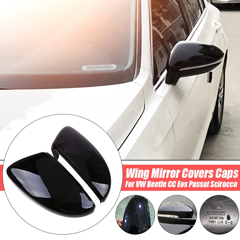 Pair Car Rear View Mirror Cover Side Wing Mirror Covers Caps For VW