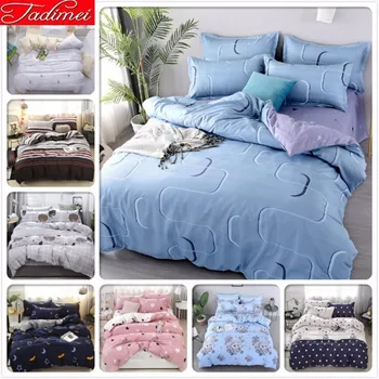 

Blue Gray AB Double Side Duvet Cover 3/4 Pcs Bedding Set Adult Child Bed Linen Soft Cotton Bedspread Single Full Queen King Size
