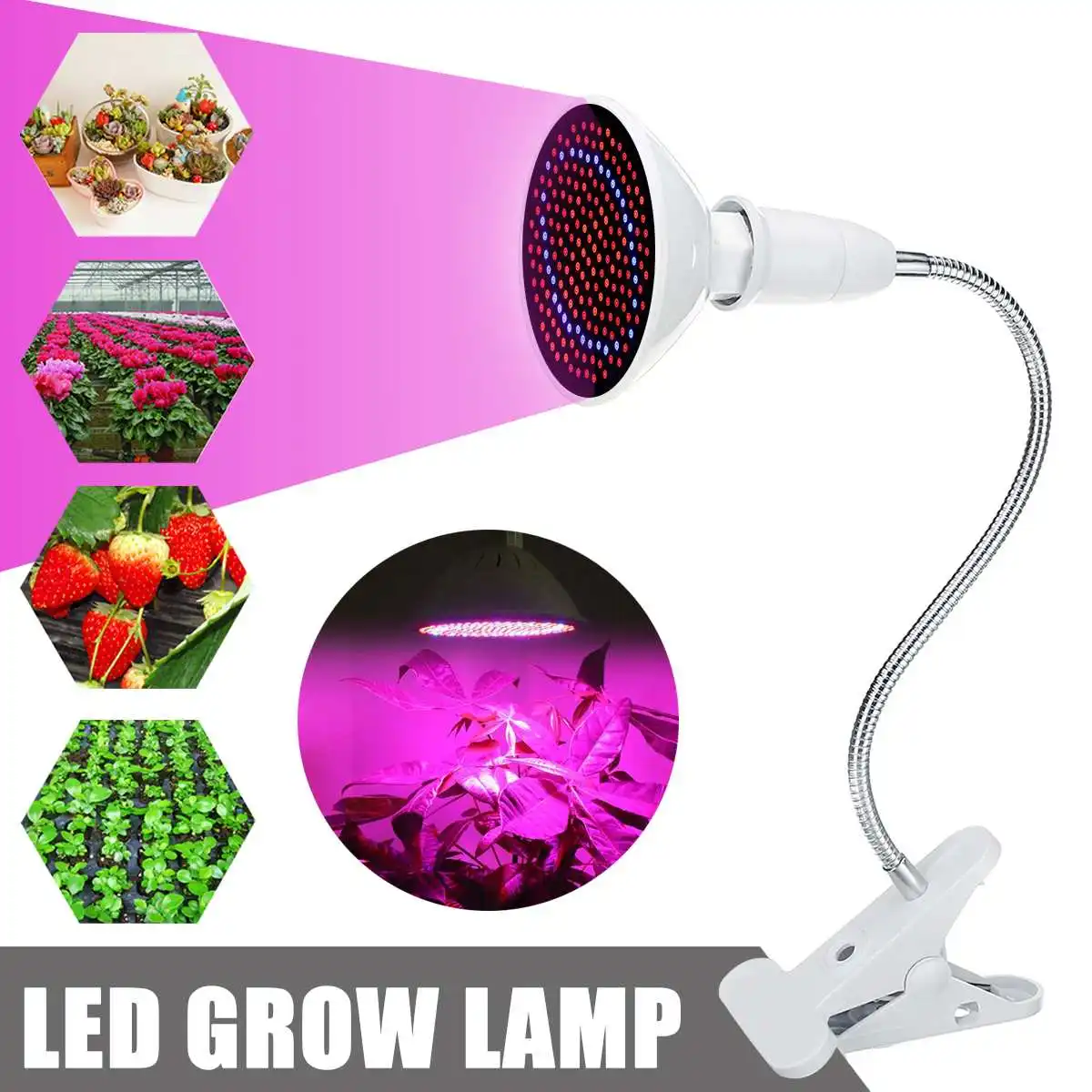

200 LED Grow Light Lamp Bulbs Full Spectrum Grow Light E27 Plant Flexible Desk Holder Clip Plants Flower Hydroponic Vegetable