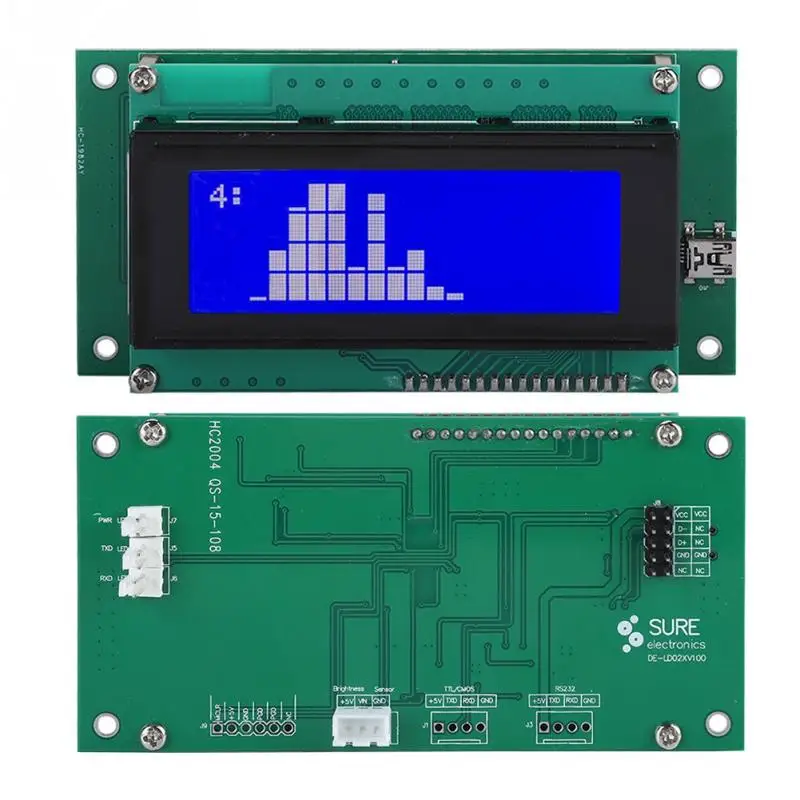 HS2004 Смарт ЖК-модуль дисплей доска синий UART на основе USB ЖК-модуль дисплей Панель Прямая поставка