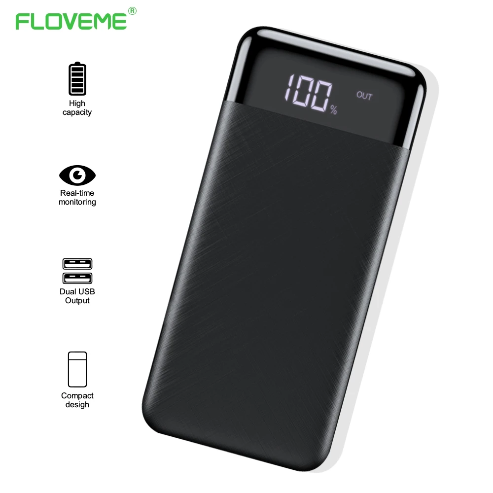 FLOVEME 10000 мАч Внешний аккумулятор для iPhone Xiaomi Mi 9 Huawei Powerbank Портативный мини двойной