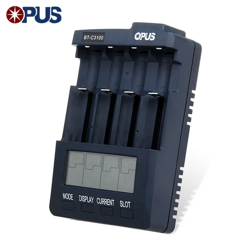 

Original Opus BT-C3100 V2.2 Digital Intelligent 4 Slots LCD Battery Charger For Li-Ion NiCd NiMh Rechargeable Batteries Charging