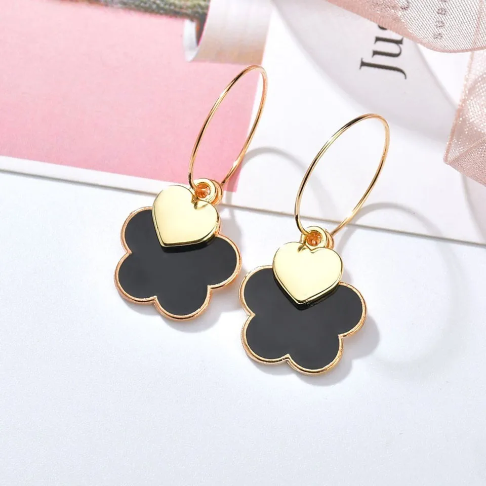 

Fashion Drop Earrings For Women Black Plum Gold Heart In Black Plum Blossom Earrings Trendy Handmade Earring Wedding Jewelry