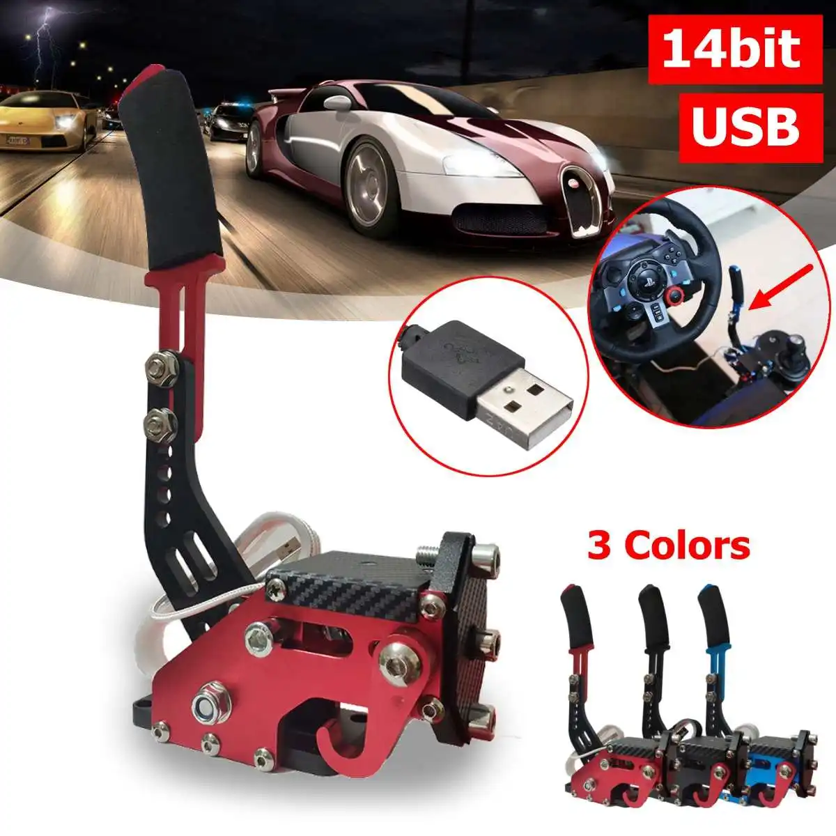 

14bit Hall Sensor USB Handbrake SIM for Racing Games G25/27/29 T500 FANATECOSW DIRT RALLY