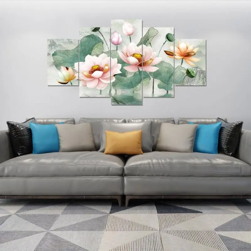 

Lotus 5D DIY Full Drill Diamond Painting 5-pictures Combination Crafts Kits