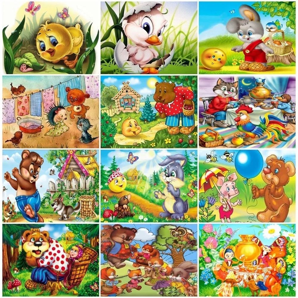 

HUACAN Picture Of Rhinestone Mosaic 5D DIY Diamond Embroidery Sale Cartoon Full Square Diamond Painting Animal Home Decor Gift