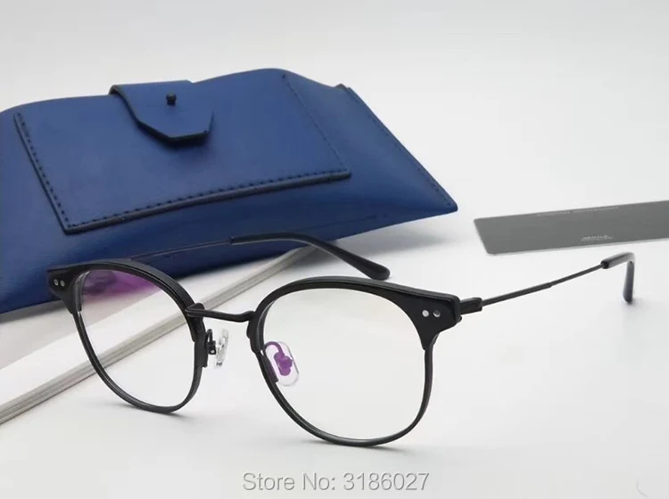 Online Gafas con montura de acetato de Metal con puente de doble nariz de gafas redondas de moda Retro Para hombre y mujer de marca suave