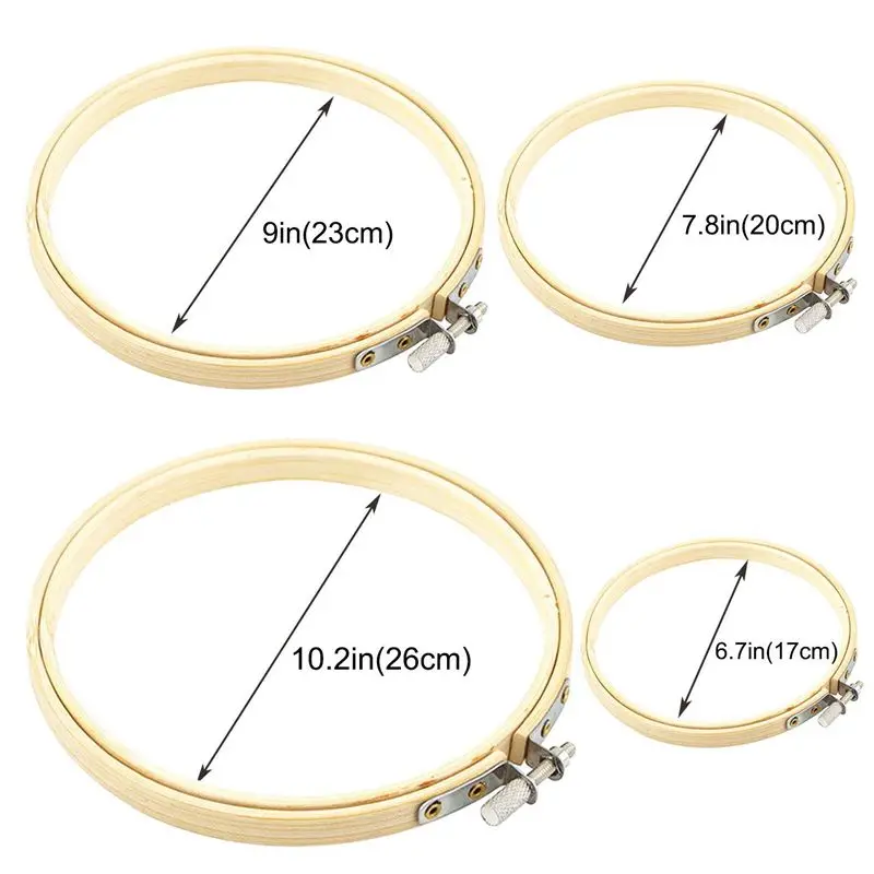 4 шт. набор обручей для вышивки бамбуковый круг крестиком кольцо для рукоделия, 4 размера