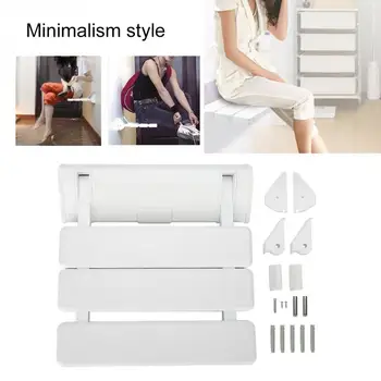 

Wall Mounted Drop-leaf Shower Seat Foldable Bathroom Bench for Home Sauna Room Use White Massage Relax