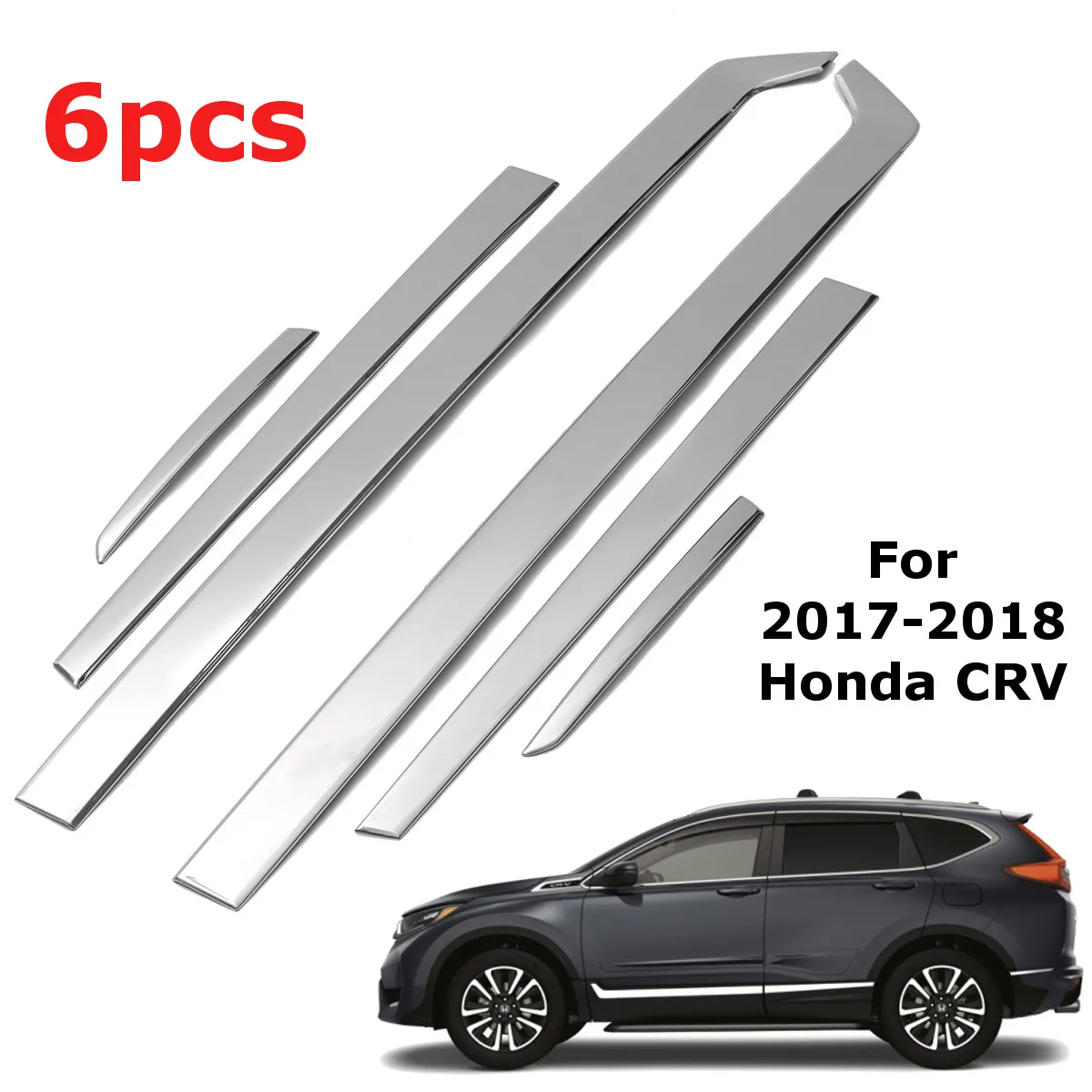 

6Pcs Car Chrome Stainless Steel Door Body Side Mouldings Trim For Honda CRV 2017-2018