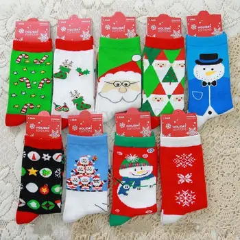 

2019 Fashion Men Women Christmas Happy Stocking Santa Snowman Snowflake Stockings Filler Nine Colors