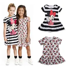 Pudcoco/платье для маленьких девочек платье принцессы с рисунком Минни Маус детская одежда для девочек от 3 до 7 лет, Милый Летний Мини-сарафан