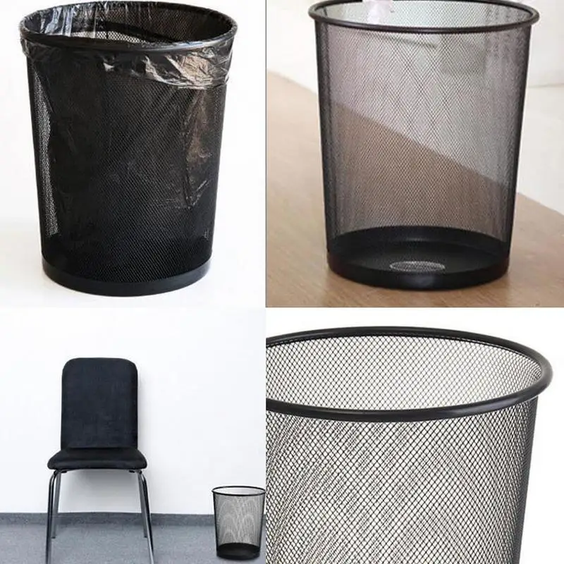 Корзины для туалетной бумаги с металлической оплеткой мусорное ведро Бытовая мусорная корзина для ванной комнаты Европейский стиль простая черная сливная корзина 3D