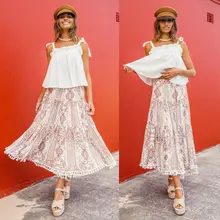 Женская Повседневная Длинная пляжная плиссированная шифоновая юбка с высокой талией в стиле бохо