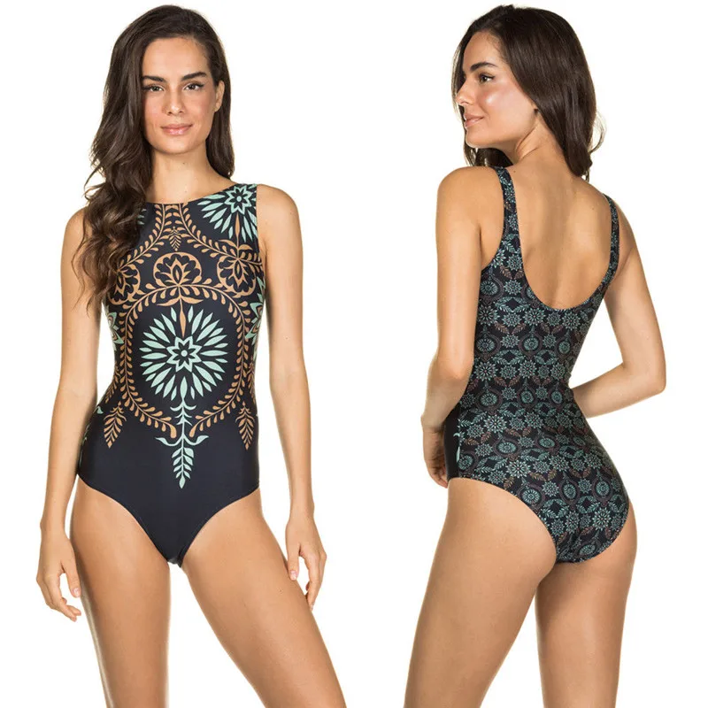 Женский цельный инди-купальники в народном стиле купальный костюм Монокини пуш-ап купальник бикини с мягкими чашечками купальники