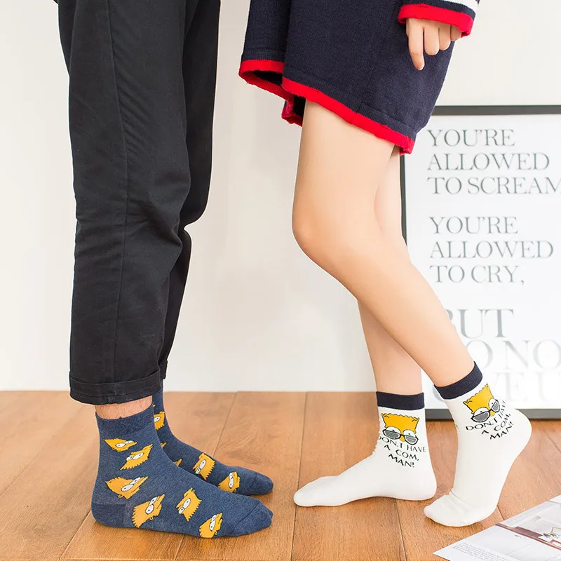 

Casual Simpson Cartoon Couple Funny Summer Cotton Socks for Women Fashion Simple Printing Breathable Fun Socks for Female 2019
