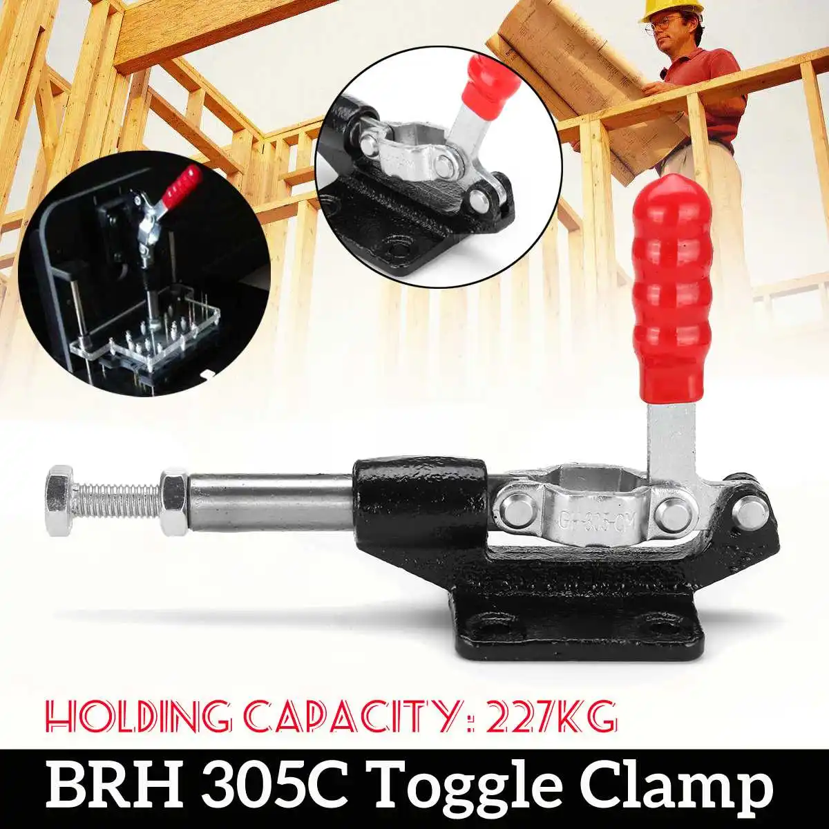 GH305C тогл-зажим BRH 500 мм Lbs 32 мм Плунжер 227 кг Холдинг Емкость Push Pull Toggle Clamp