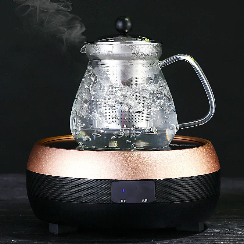 Стеклянный чайник из нержавеющей стали чайный чайник с высоким боросиликатным стеклом