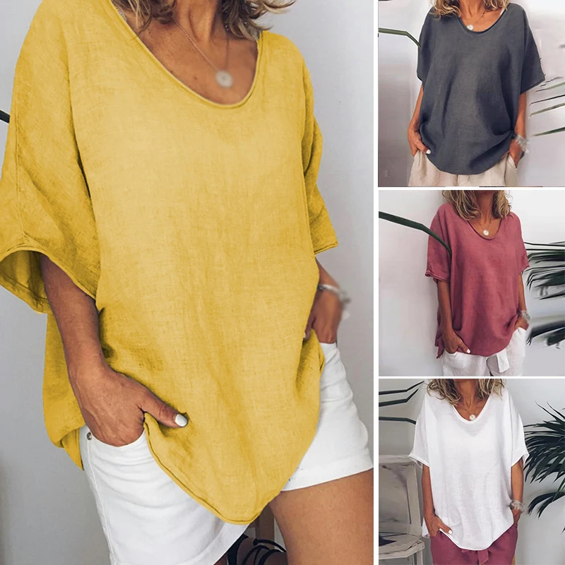 

Women Summer Casual Loose Comfortable Batwing Sleeve Round Neck Tops Shirts