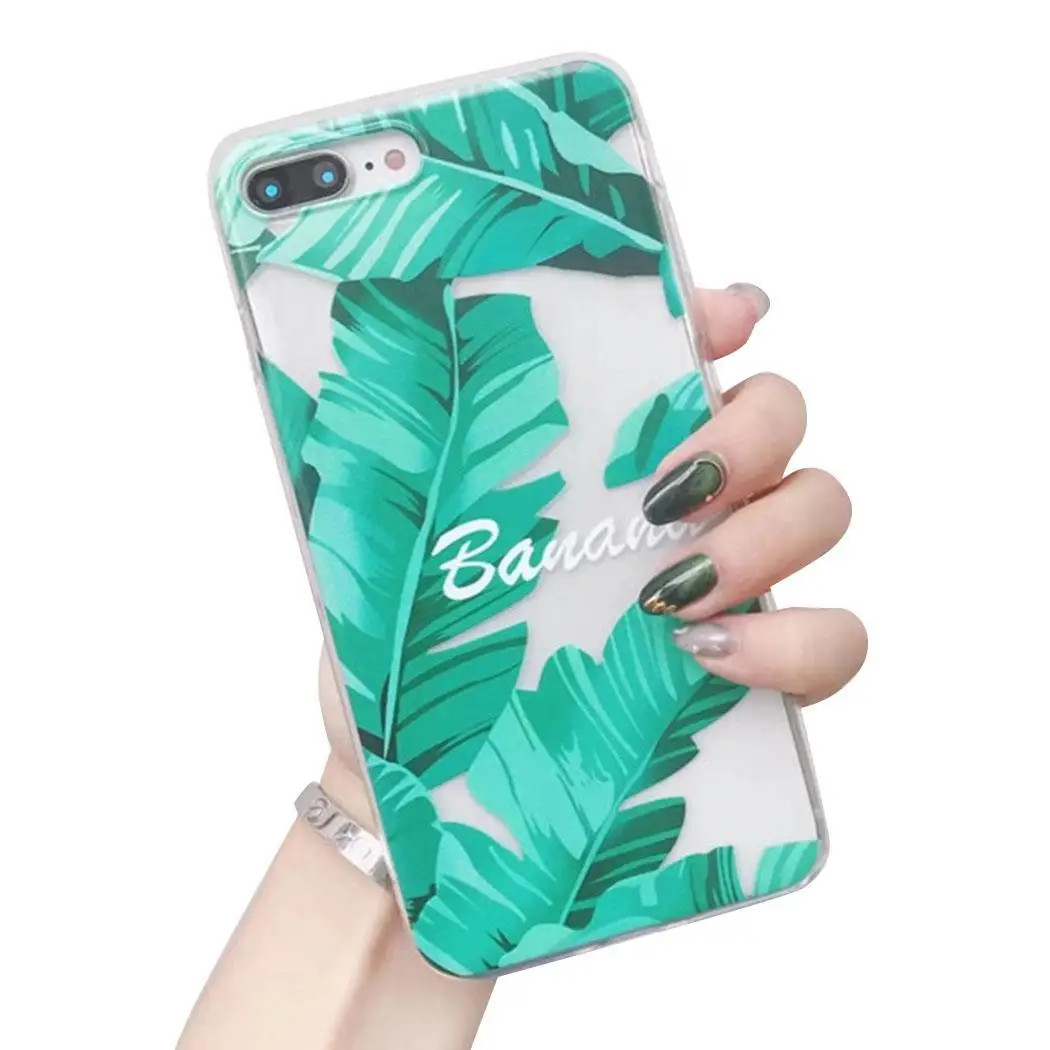IPhone Soft Shell Case Creative Banana Leaf Pattern Iphone 6 above series TPU Back Cover Protect the phone
