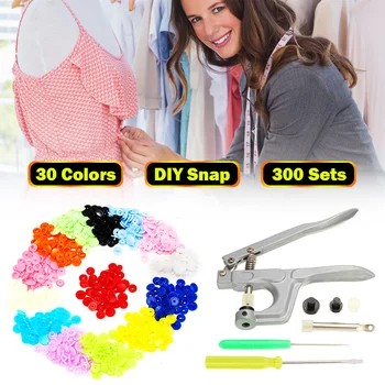 

800Pcs/200Set T5 for T3 T8 Clothes Button+Plier Kit Plastic Fastener Snap Resin Press Stud for size 16 20 24 snap