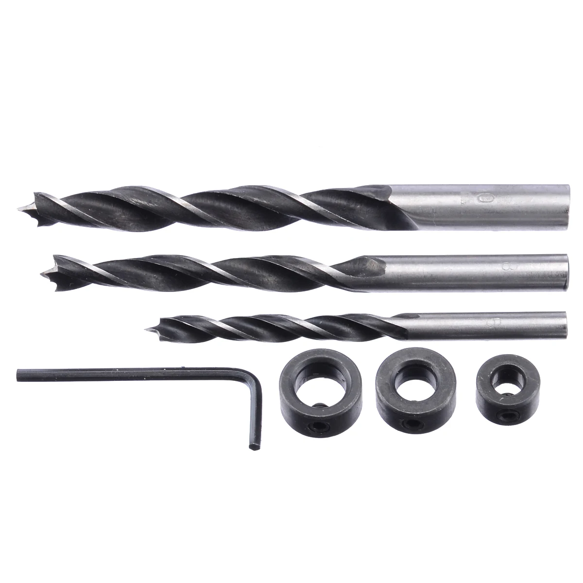 

6/8/10mm Twist Step Drill Bit + Hex Wrench + Depth Stop Collar Set for Pocket Hole Jig Kit Guide Power Woodworking Tools