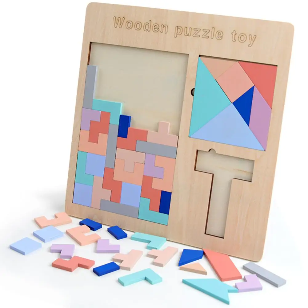 Деревянная головоломка Tangram + Tetris красочная интеллектуальная доска | Игрушки и