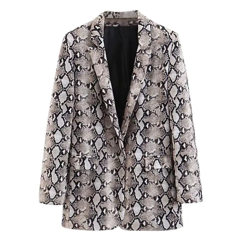 

Fashion Snakeskin Print Women Blazers Jacket Long Sleeve Korean Outerwear OL Workwear Office Ladies Work Wear Luxury Design