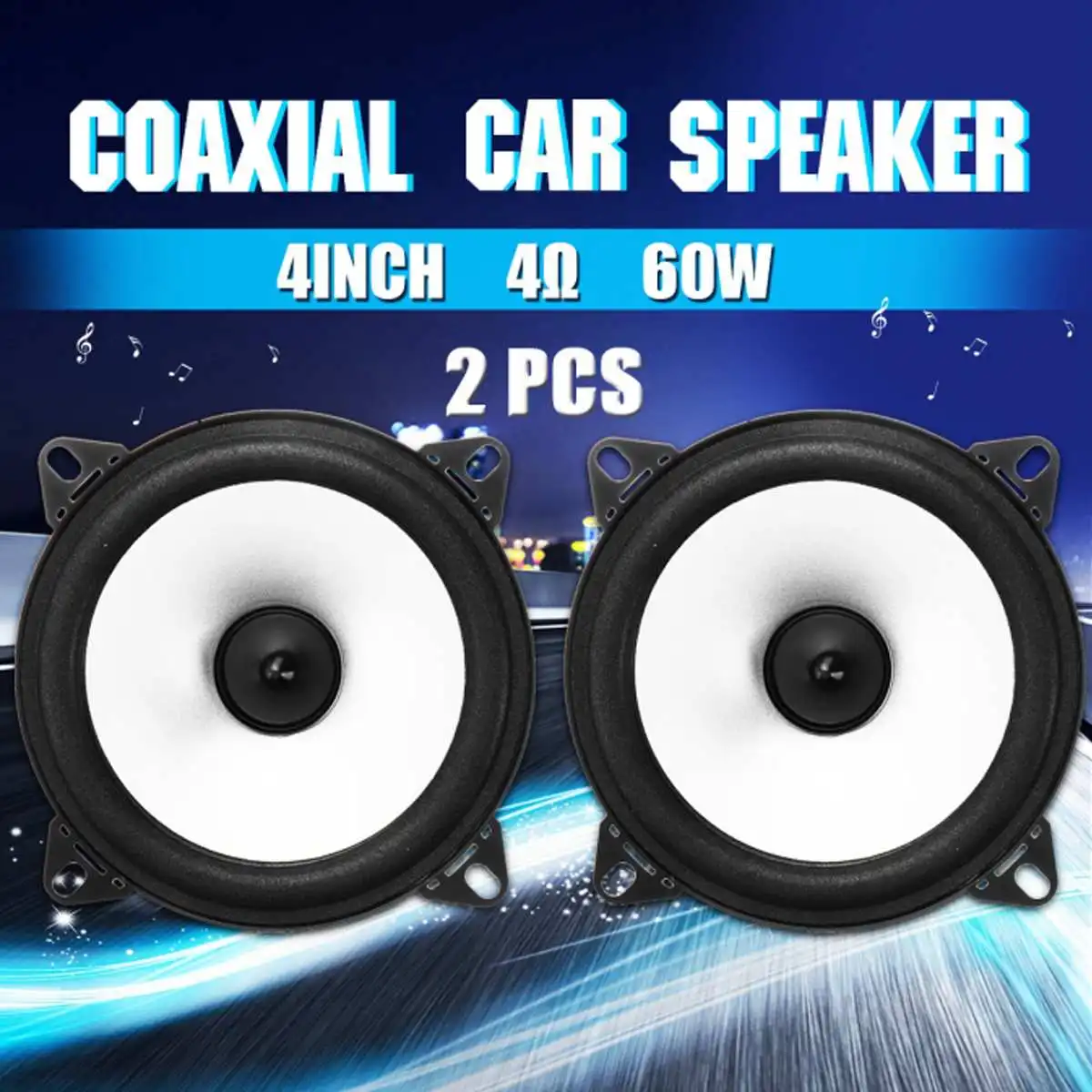 

2pcs 4 Inch 60W 2 Way Car Coaxial Hifi Speaker Vehicle Door Auto Audio Music Stereo Full Range Frequency Loudspeaker