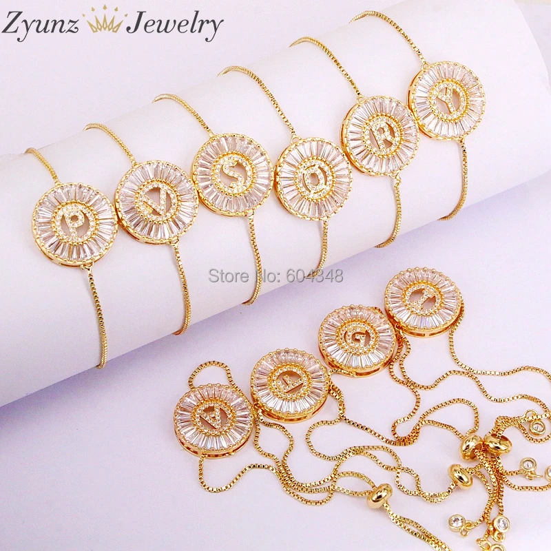 ZYZ298-2423 медный белый кубический цирконий 26 буквы алфавита Браслеты для женщин и мужчин брасле в виде букв A-Z ювелирные изделия