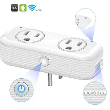 

OUKITEL P1 Wifi Smart Home Electronic Power Strip Socket Standard US Plug 10A Intelligent Double-jack Switch Socket