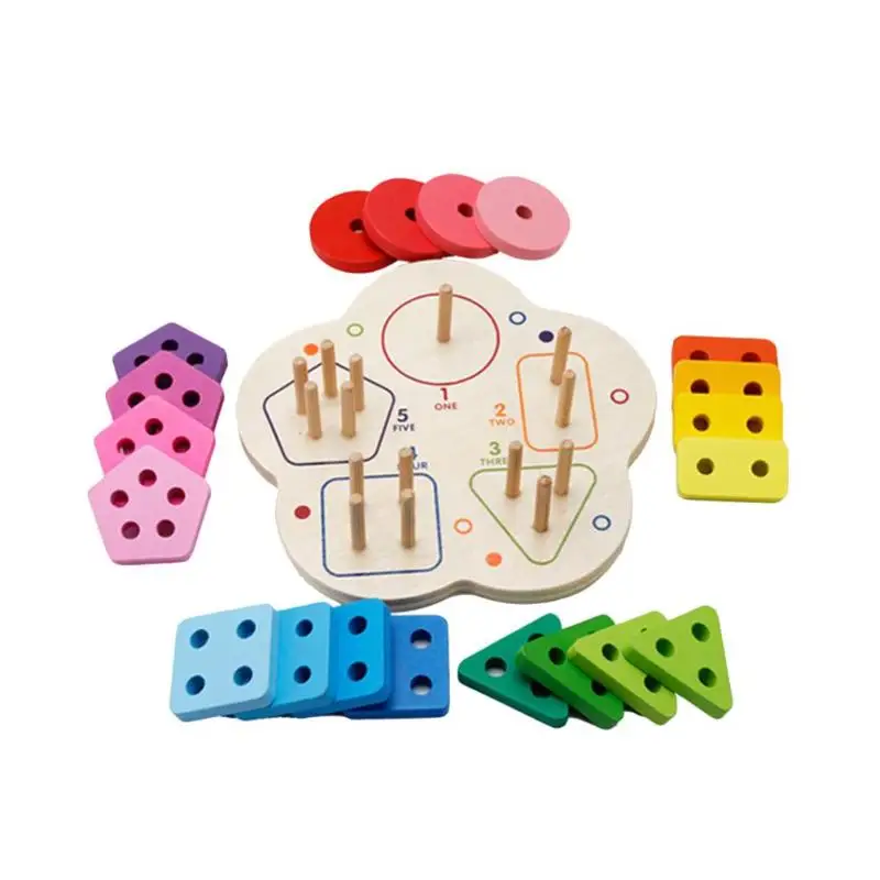 

Child Baby Shape Color Recognition Wooden Geometric Shapes Blocks Stack Sort Game Learning Educational Game Baby Toys for Child