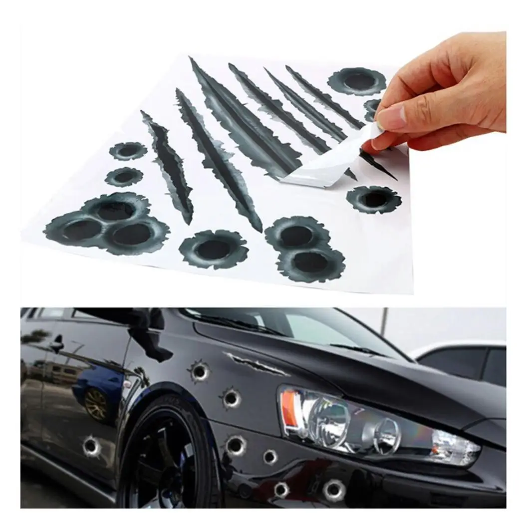 1Pcs Car Stickers 3D Bullet Hole Funny Decal Car-covers Motorcycle Scratch Realistic Waterproof | Автомобили и мотоциклы