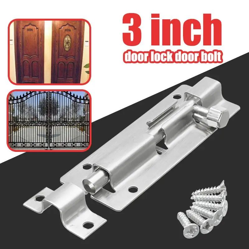 

3inch Door Lock Set Home Gate Safety Door Slide Bolt Door Locker for Window Drawer Cupboard Locking Bathroom Bedroom Catch Latch