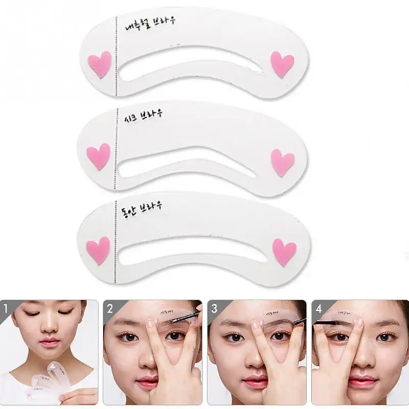 

3pcs Simple Eyebrow Mold Guide Card Eyebrow Stencil Shaping Grooming Eye Brow MakeUp Template Reusable Eyebrows Styling Tool #40