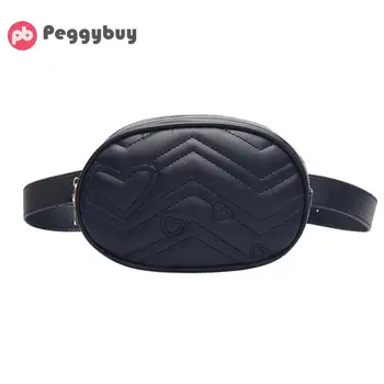 

2019 New Girls Small Heart Oval Waist Bags Women Fanny Belt Packs Casual Solid Color Shoulder Crossbody Chest Bag Bolsa Femimina