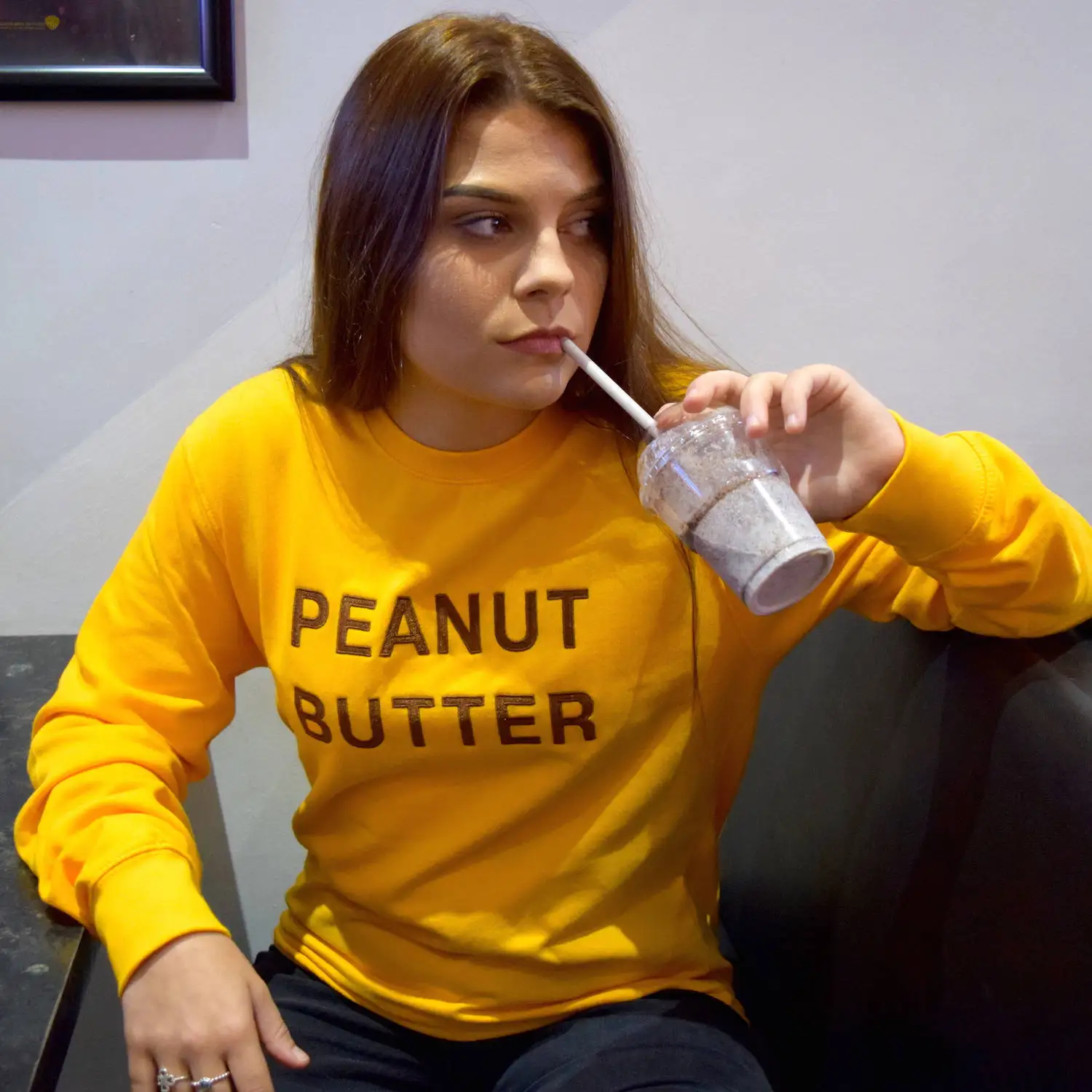Cute Peanut Butter Tumblr Style Sweatshirt Women Yellow ...