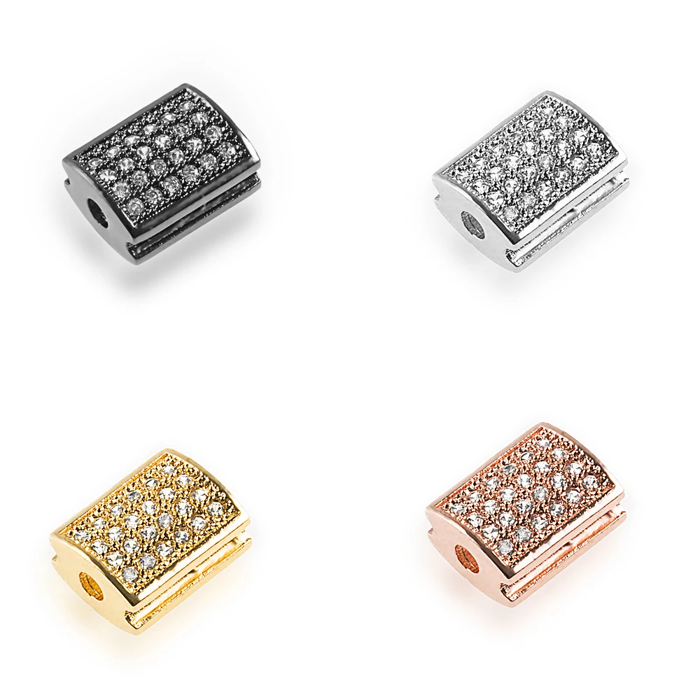 

9*11mm Rectangle High Quality Brass Cubic Zirconia Beads Diy Jewelry For Making Bracelet Necklace Accessories Finding Hole